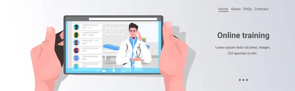 Médico masculino na tela do smartphone consulta médica on-line medicina conceito — Vetor de Stock