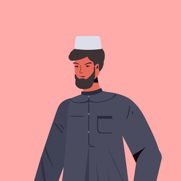 Árabe homem em roupas tradicionais árabe masculino desenho animado personagem retrato — Vetor de Stock