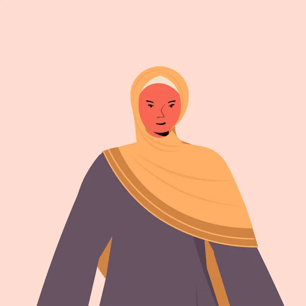 Arabe femme en vêtements traditionnels arabe femme dessin animé personnage portrait — Image vectorielle