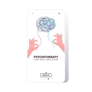 İnsan elleri karışık beyin psikoterapi seansında stres tedavisinde problem çözüyor