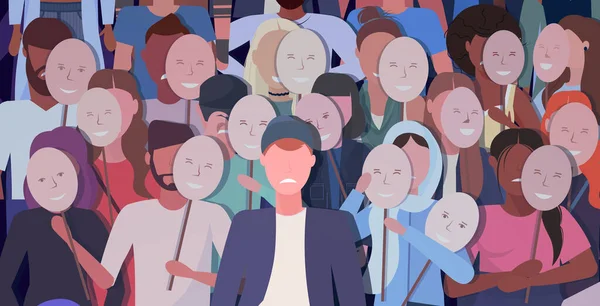 İnsanlar ellerinde pozitif maskeler, kadın grupları maskelerin ardındaki duyguları gizliyor.