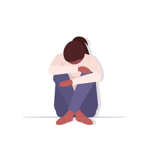 Depressed woman crying depression problems stress psychotherapy bullying concept — Stock Vector