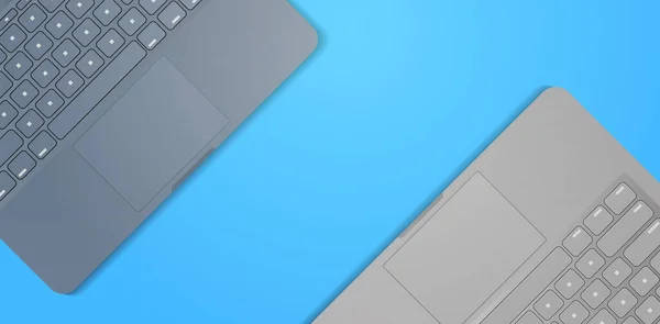 Primo piano tastiera portatile realistici gadget mockup e dispositivi concetto orizzontale — Vettoriale Stock