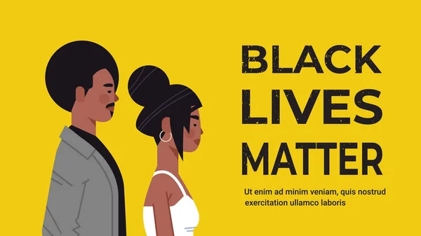 Africký Američan muž žena proti rasové diskriminaci černé životy koncept — Stockový vektor