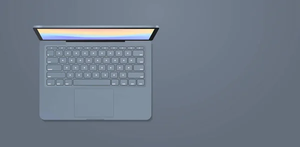 Moderne laptop met toetsenbord en gekleurd scherm realistische mockup gadgets en apparaten concept — Stockvector
