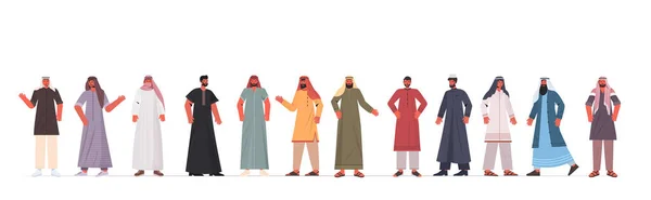 Set pria arab dalam pakaian tradisional arab laki-laki koleksi karakter kartun - Stok Vektor