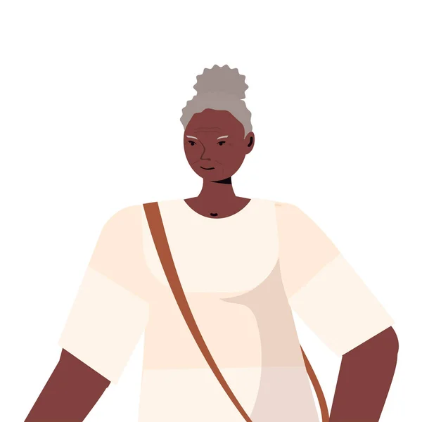 Stare Afryki amerykanka kobieta w casual modne ubrania senior kobieta postać z kreskówek — Wektor stockowy