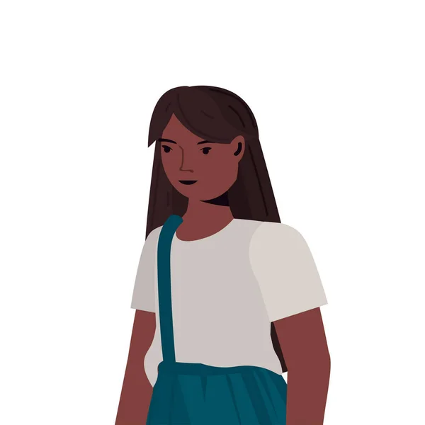 Enfant afro-américain petite fille en vêtements décontractés tendance portrait de personnage de bande dessinée féminine — Image vectorielle