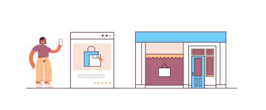 Akıllı telefon uygulamasını online alışveriş siparişi vermek ve e-ticaret akıllı satın alma için kullanan kadın