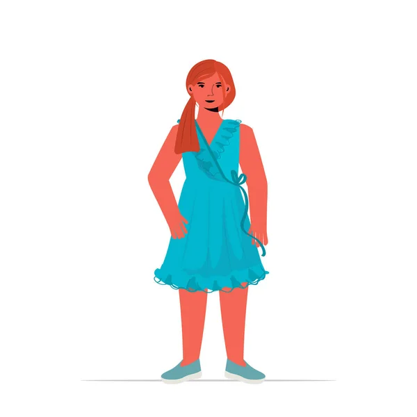 Szczęśliwy dziecko dziewczynka w casual modne ubrania kobieta postać z kreskówek stojących poza pełną długość — Wektor stockowy