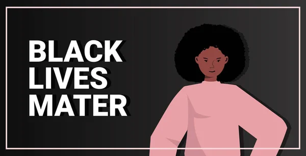 Αφρικανή Αμερικανίδα κατά των φυλετικών διακρίσεων Οι μαύρες ζωές έχουν σημασία — Διανυσματικό Αρχείο