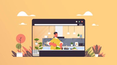 Adam marul kesiyor taze sebze hazırlıyor salata sağlıklı beslenme online aşçılık konsepti