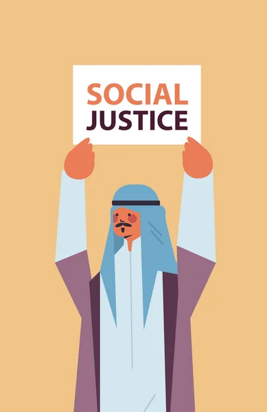 Arab man activist holding stop racisme poster racial equality social justice stop discrimination concept — Image vectorielle