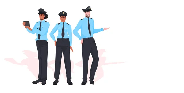 Άνδρες αστυνομικοί στέκονται μαζί αστυνομικοί με ενιαία αρχή ασφαλείας έννοια της δικαιοσύνης υπηρεσία δικαίου — Διανυσματικό Αρχείο