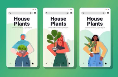 Ev bitkileriyle ilgilenen kadınları, ellerinde saksı saksısı olan ırk ev kadınlarını karıştırıyorlar.