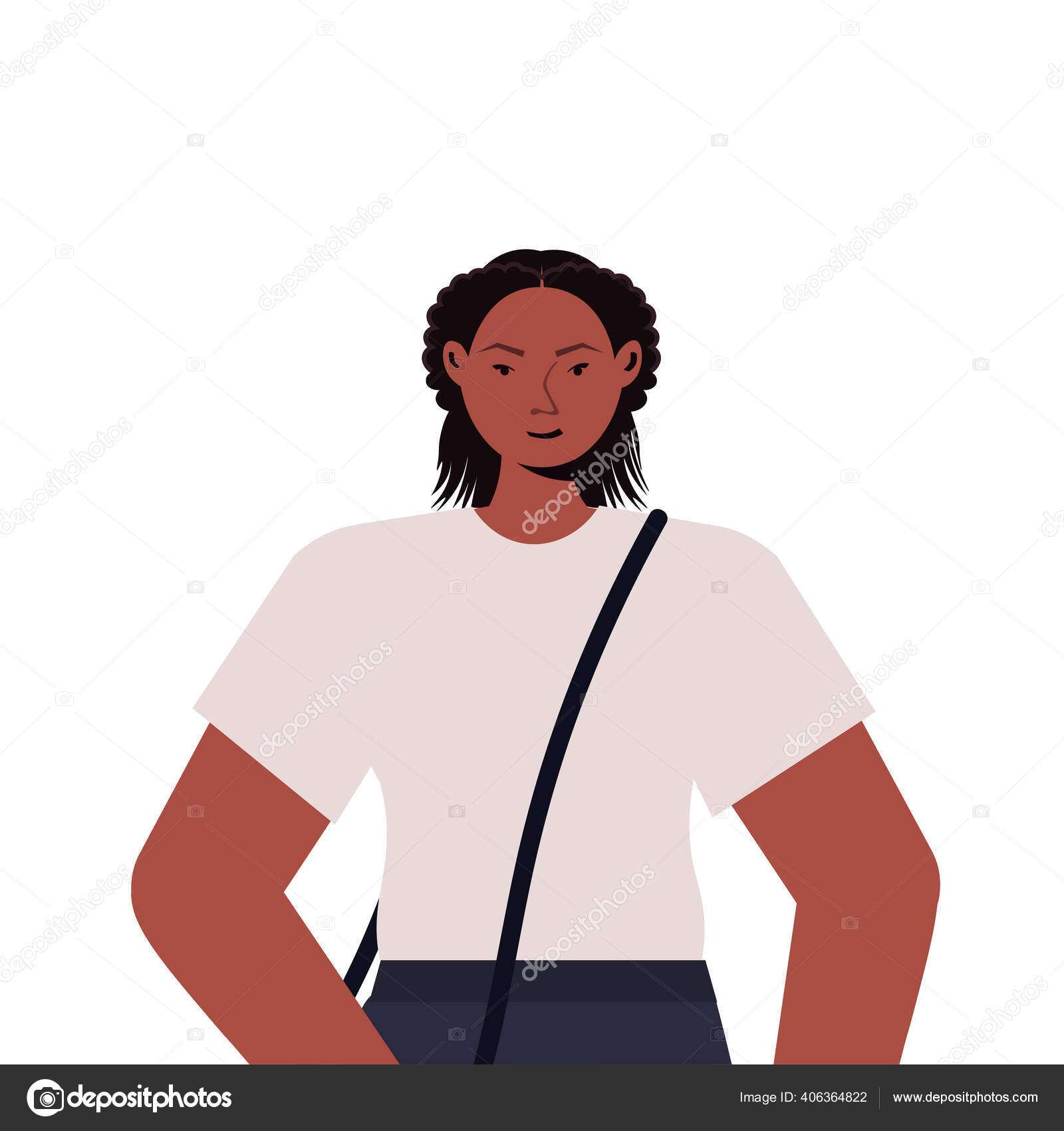 Wanita Muda Dalam Pakaian Santai Trendi African American Kartun Wanita Potret Karakter Stok Vektor C Mast3r 406364822