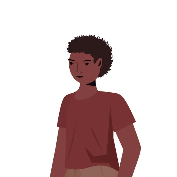 Niña en ropa casual de moda afroamericana personaje de dibujos animados femeninos lindo niño retrato — Vector de stock