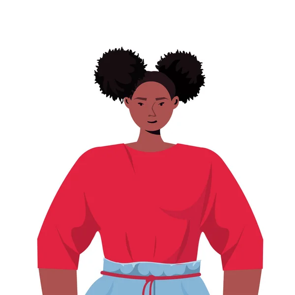 Jeune femme en vêtements décontractés tendance afro-américaine portrait de personnage de bande dessinée — Image vectorielle