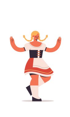 Geleneksel Alman kıyafetleri giyen kadın. Ekim Festivali konsepti. Garson kız.