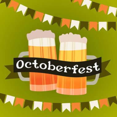 bira festivali Oktoberfest parti konsepti tebrik kartı ya da yatay afiş ya da poster konsepti