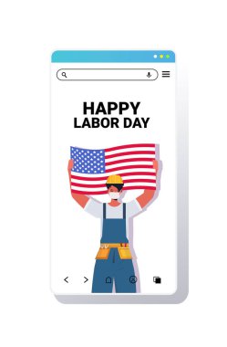 ABD İşçi Bayramı kutlamaları için maske takan üniformalı işçiler.