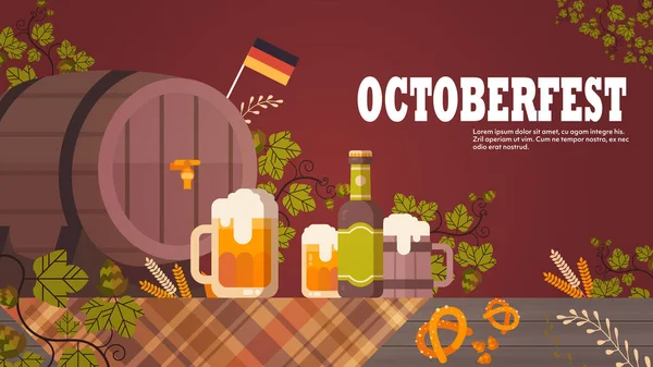 Bierfest Oktoberfest Party Party Konzept Schriftzug Grußkarte horizontal — Stockvektor