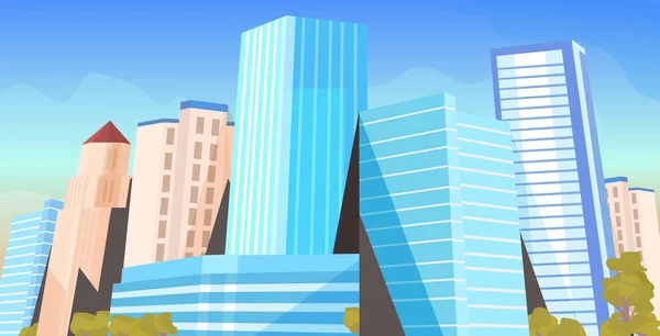 Stadt-Wolkenkratzer sehen modernes Stadtbild Hintergrund horizontal — Stockvektor
