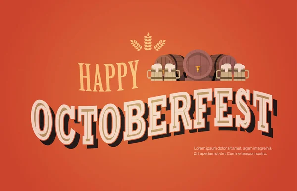 Festival de cerveza Oktoberfest fiesta celebración concepto letras tarjeta de felicitación o folleto horizontal — Vector de stock