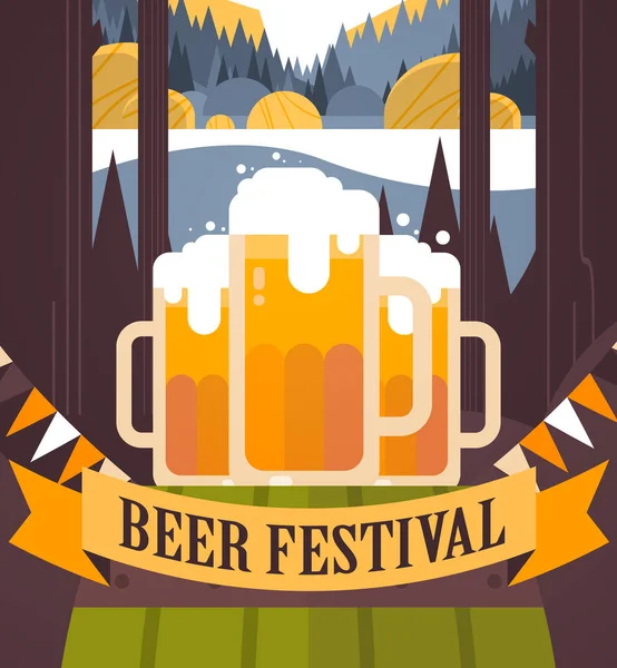 Oktoberfest party ünnep koncepció levelezés üdvözlőlap vagy szórólap sör fesztivál banner vagy poszter — Stock Vector