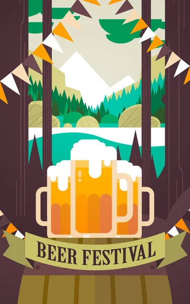 Festival de bière Oktoberfest fête fête concept lettrage carte de vœux ou flyer vertical — Image vectorielle