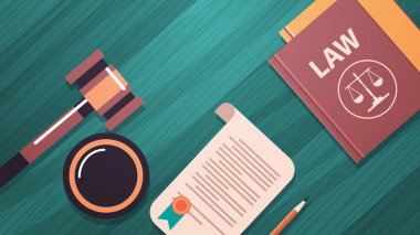 Tokmak ve yargıç kitabı ahşap masa hukuku tavsiyesi ve adalet kavramı
