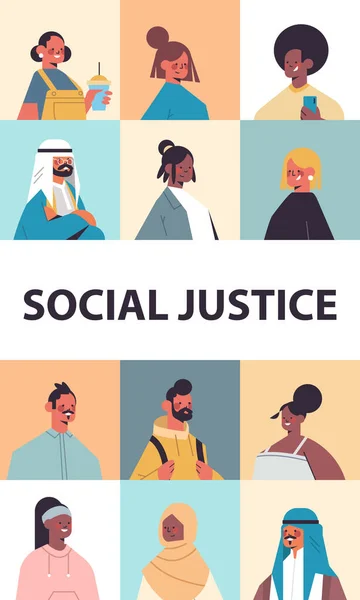 Srt mix race personas avatares igualdad racial justicia social detener concepto de discriminación — Archivo Imágenes Vectoriales