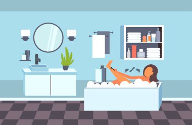 Banyo jiletiyle bacaklarını tıraş eden güzel bir kadın vücut bakımı, saç kesme, epilasyon konsepti.