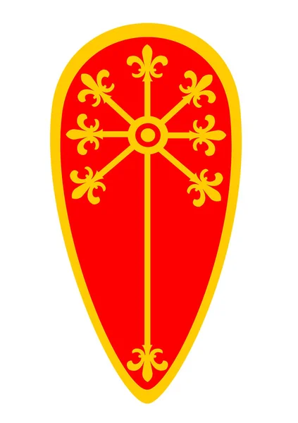 Middeleeuwse Red Kite Schild Met Gouden Fleur Lis Decoratie Stockfoto