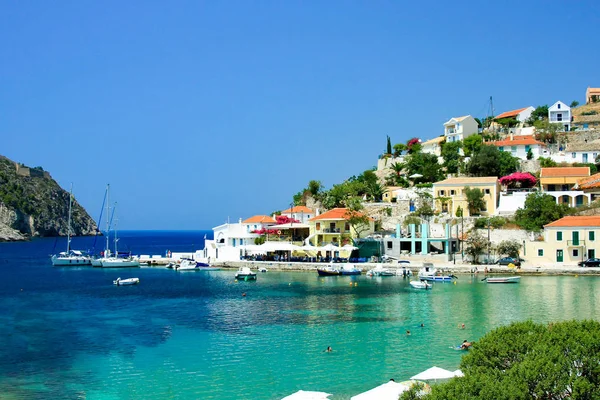 Coastal View Assos Beach Kefalonia Greece — Stock Photo, Image