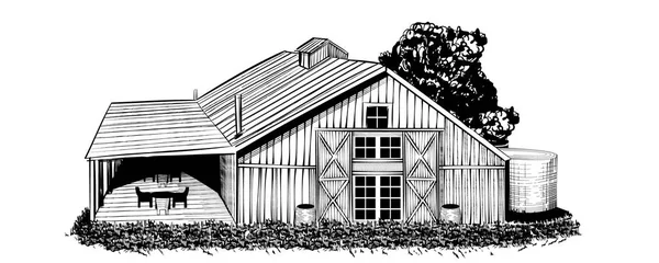 Vintage Barn Vector Illustration Hand Drawn Sketch Style — Stock Vector