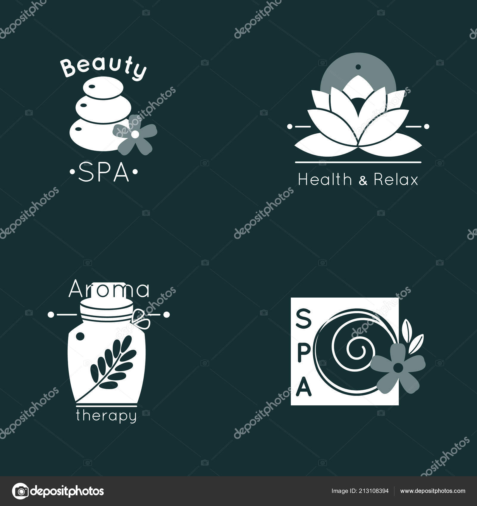 logo design graphics spa relax salon four icons simple llustration stock vector c nesele 213108394 depositphotos
