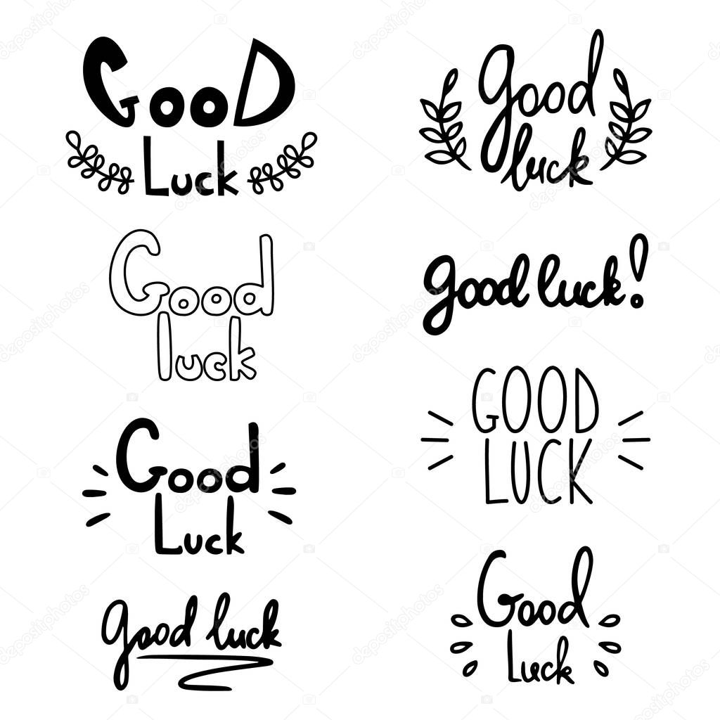Good luck lettering. Vector illustration with lucky greeting hand drawn quote. 