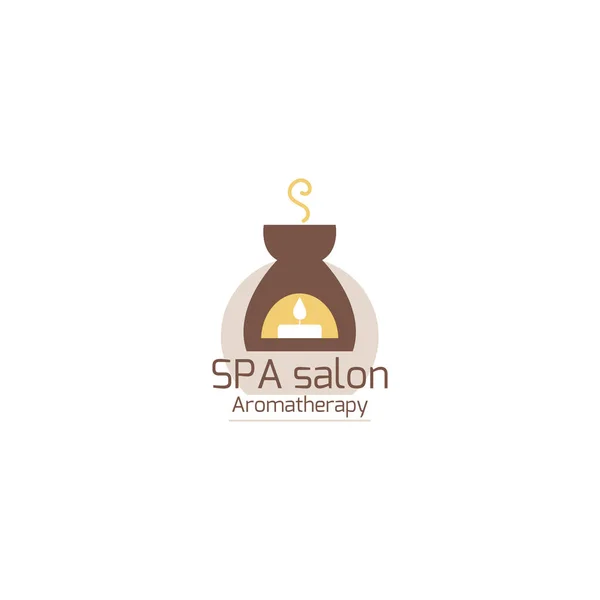 Logo design graphics for spa relax aromatherapy salon. Candle in the oil burner. — Stock Vector