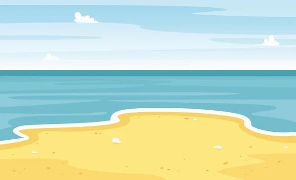 Beach and sand. Sea or ocean scene. Summer landscape. Cartoon vacation travel banner. Vector