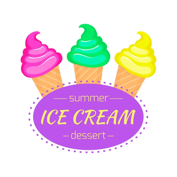 Badges or label of ice cream. Colorful vector illustration. Sweet desserts. Cartoon flat — Stock Vector