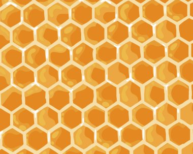 Sevimli bal tatlı arka plan. Petek afişi. Vektör karikatür düz