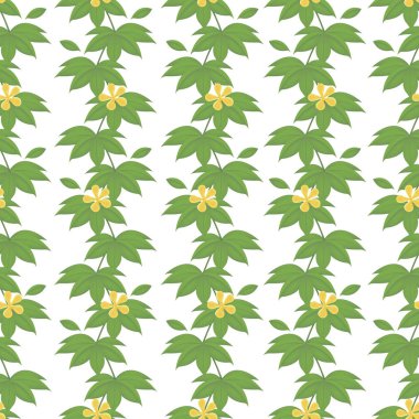 Çim orman dikişsiz sınırları desen bırakır. Tropikal yaz yeşillik arka plan. Yağmur ormanı botanik kavramı. Vektör illüstrasyon, karikatür