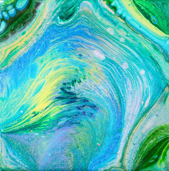 Blue and Green Acrylic Pour Painting — Stock Photo, Image