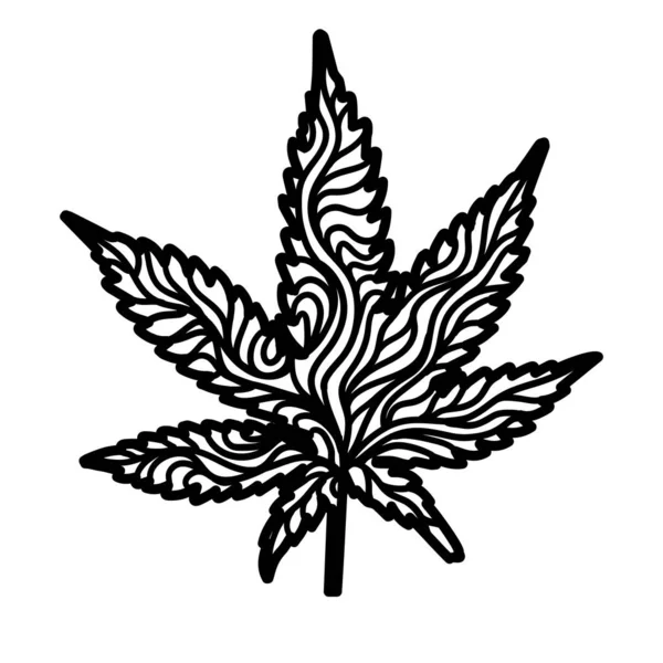 Puff Puff Pass Con Affascinante Disegno Scarabocchiato Una Foglia Marijuana — Vettoriale Stock