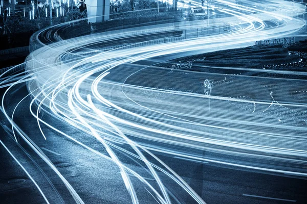 Light Trails Steet Shanghai China — Stock Photo, Image