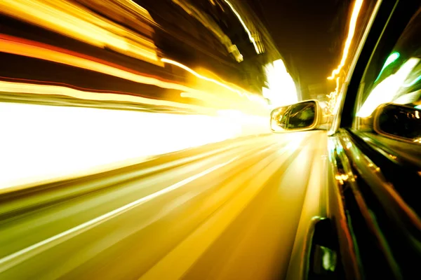 Tráfego Noturno Atirar Janela Carro Corrida Luz Steet Borrão Movimento — Fotografia de Stock