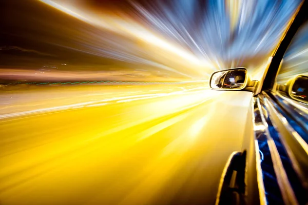Gece Trafik Acele Araç Hareket Penceresinden Ateş Blur Steet Işık — Stok fotoğraf