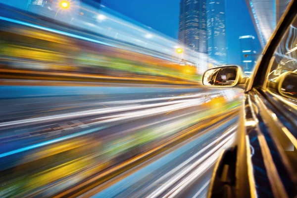 Night Traffic Shoot Window Rush Car Motion Blur Steet Light — Stock Photo, Image