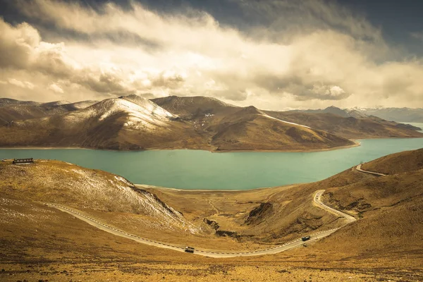 Camino Sinuoso Través Montaña Tibet China — Foto de Stock